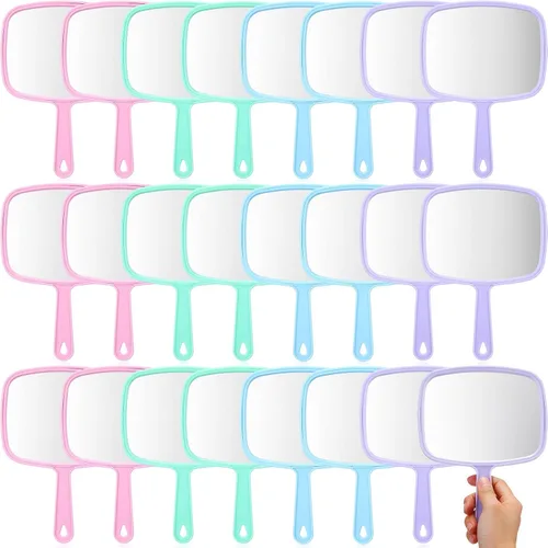 Miniatura 10 de Geetery 12 espejos de mano con asas, espejos de maquillaje de mano, montaje de pared a granel para mujeres, cosméticos, baño, hogar, peluquería