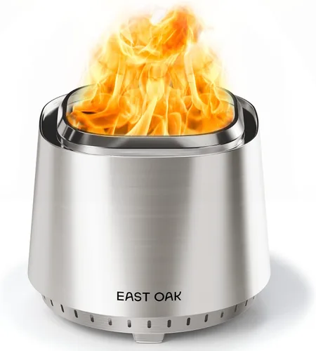 Miniatura 16 de EAST OAK Camber - Hoguera sin humo de 17 pulgadas, de acero inoxidable, para quemar leña, portátil, con póker, soporte y cenicero extraíble