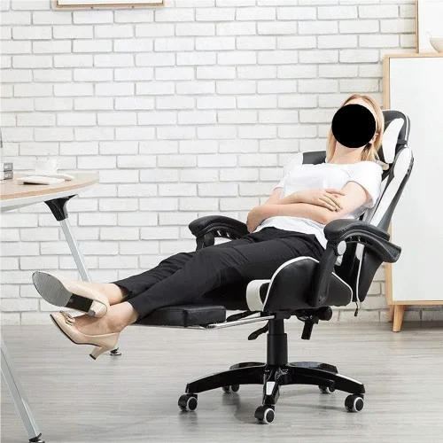 Miniatura 3 de Ergonomic Office Chair with Lumbar Support and Leather Reclining Swivel Computer Task Chairs Adjustable Gaming Style for Home Work Environments(Blue)