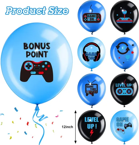 Miniatura 2 de Aoriher Juego de globos de látex negro para fiestas de videojuegos, decoración de cumpleaños para jugadores, suministros de fiesta de cumpleaños, 36