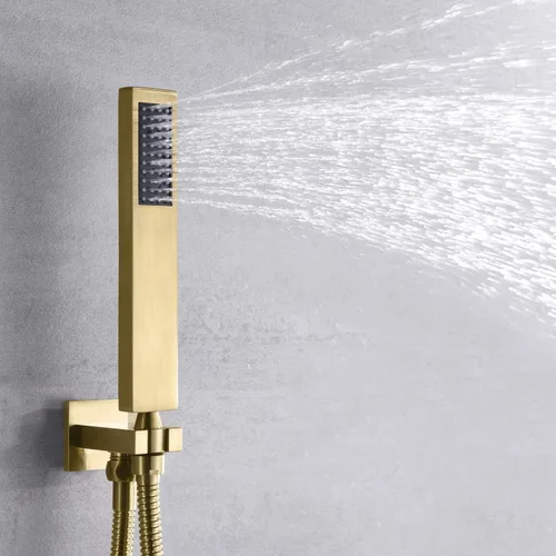 Miniatura 4 de sumerain Sistema de ducha de lluvia de latón cepillado de doble función, juego completo de grifo de ducha que incluye cabezal de ducha de 8