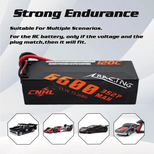 Miniatura 5 de CNHL 3S Lipo Battery 6600mAh Estuche rígido 120C 11.1V Batería RC con enchufe EC5 para 1/8 1/10 RC coche, camión, buggy barco (2 paquetes)