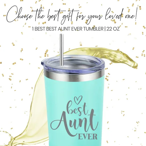 Miniatura 4 de Your Dream Party Shop Regalos para la mejor tía – Vaso grabado de 22 onzas – Gran regalo para tía nueva, regalo de cumpleaños para tía para mujeres