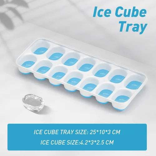 Miniatura 3 de ChefAide Bandeja para cubitos de hielo con tapa, 4 paquetes de 56 cubos, bandejas apilables duraderas para cubitos de hielo para congelador