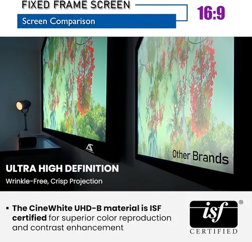 Miniatura 5 de Akia Screens Pantalla de proyector de marco fijo de 100 pulgadas, proyector Ultra HD 16:9, 8K/4K y listo para 3D, pantalla de proyección