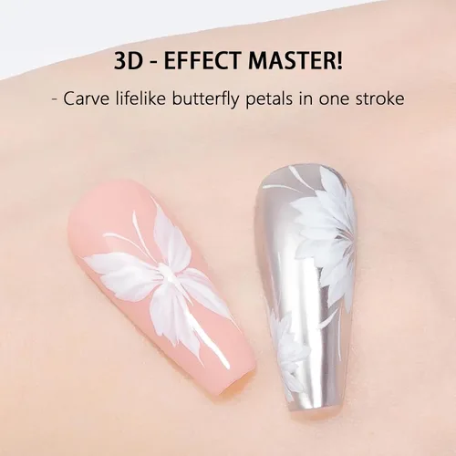 Miniatura 5 de Cepillo de uñas triangular para dibujar flores y mariposas 3D, pinceles de arte de uñas con mango acrílico Aurora, herramienta de diseño de uñas