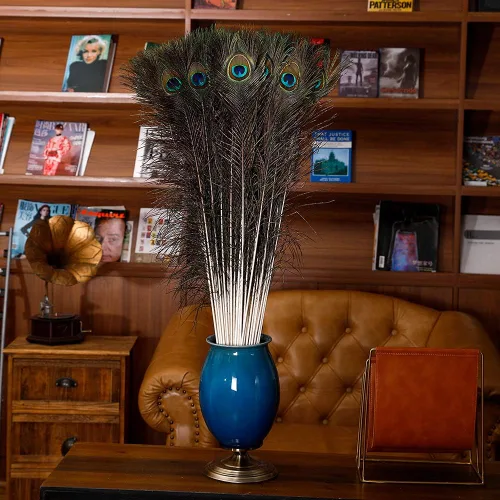 Miniatura 2 de Ballinger 30 plumas naturales de pavo real a granel de 32 a 35 pulgadas para manualidades, decoración de bodas y arreglos florales