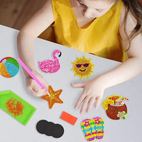 Miniatura 7 de Mlife 6 imanes de arte de diamantes, kits de arte de diamantes para nevera para adultos, niños pequeños, pequeños kits de arte de diamantes