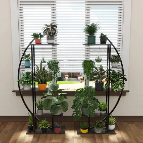 Miniatura 5 de GDLF Soporte alto para plantas, estante grande para plantas de interior, 71 pulgadas, estante de metal con gancho para colgar, diseño más alto