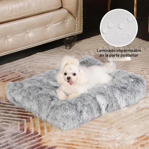 Miniatura 2 de Bedfolks Cama Impermeable para Jaula, Cama de Felpa para Perros y Gatos con Funda Extraíble Lavable, Almohadilla de Piel Sintética para Perrera
