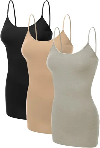 Miniatura 192 de Emmalise Camisola larga casual básica para mujer, con tirantes ajustables, top en capas