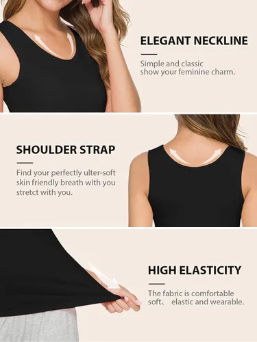 Miniatura 4 de AMVELOP - Camiseta básica sin mangas para mujer, ropa interior, camiseta sin mangas en paquete de 2-4