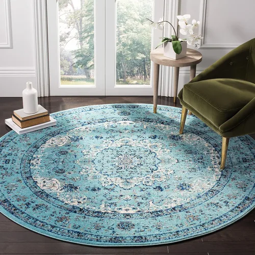 Miniatura 12 de SAFAVIEH Evoke Collection EVK220B Medallón oriental shabby chic de 2'2" x 4', color gris/dorado, no desprende pelusa, alfombra de acento para sala