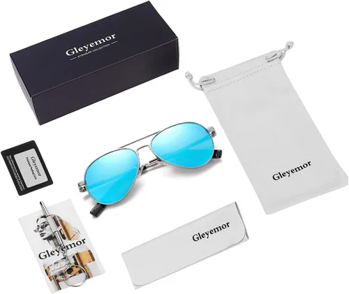 Miniatura 54 de Gleyemor Lentes de sol polarizados estilo aviador para niños y niñas, jóvenes, adolescentes, dos tamaños de 1.969 in y 2.047 in