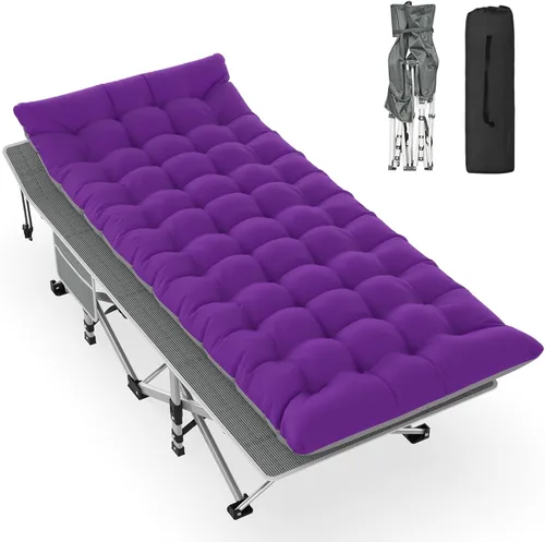 Miniatura 18 de Slendor Cuna de Camping, Cunas de Camping Plegables para Adultos, Cuna de Dormir Portátil con Bolsa de Transporte, Oxford de Doble Capa 1200D, Cama