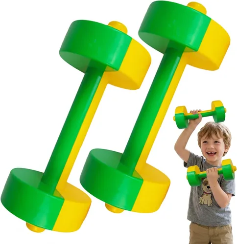 Toddmomy Juego de mancuernas para niños, 1 par de mancuernas de plástico para niños pequeños, educación temprana, fitness, levantamiento de pesas,