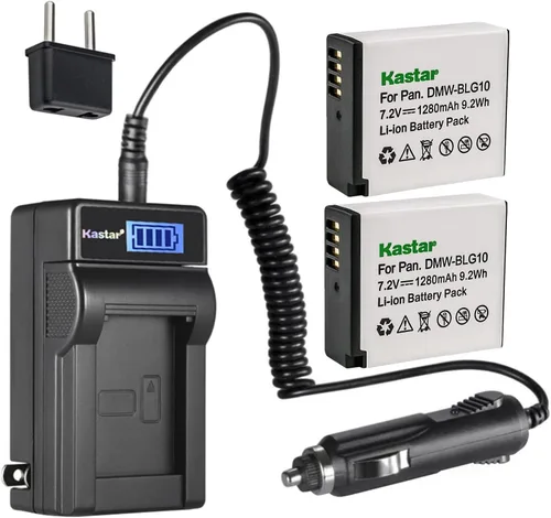 Kastar Paquete de 2 baterías DMW-BLG10 y cargador de CA LCD compatible con cámaras Panasonic Lumix DMC-TZ81, Lumix DMC-TZ85, Lumix DC-ZS70, Lumix