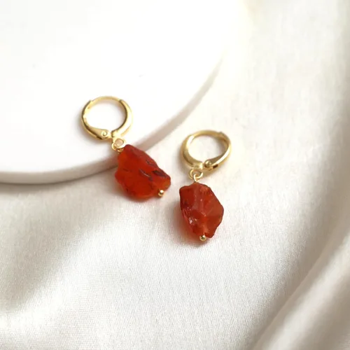 Miniatura 51 de Gempires Handmade Gemstone Hoop Earrings Raw Crystal Dangle Jewelry Hypoallergenic Gold Plated Lightweight Elegant Jewelry Gifts For Women