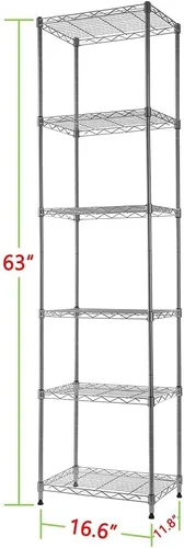Miniatura 3 de REGILLER Estante de almacenamiento de acero con 6 alambres, estantes ajustables para lavandería, baño, cocina, despensa, armario
