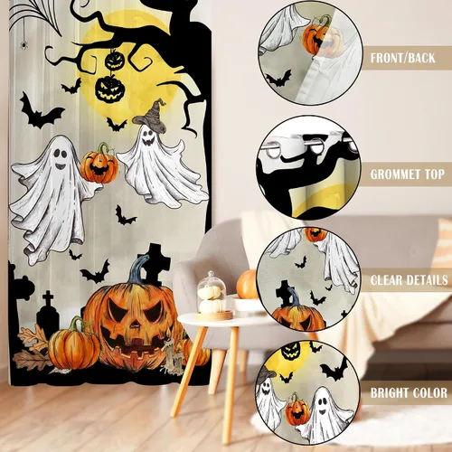 Miniatura 4 de pinata Juego de 3 cortinas de otoño para cocina, cenefa de cortinas de ventana de Acción de Gracias, cortina escalonada con bolsillo para barra