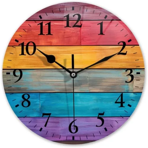 Miniatura 19 de Reloj de pared, funciona con pilas, redondo, silencioso, sin tictac, girasol contra fondo azul, reloj decorativo para cocina, baño, sala de estar