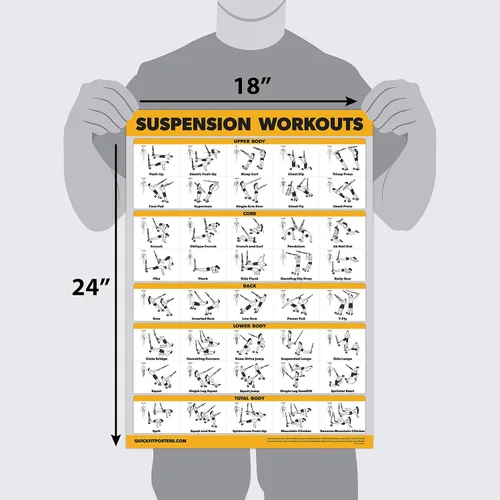 Miniatura 2 de Palace Learning Paquete de 4 pósteres de entrenamiento de suspensión volumen 1, 2 y 3 + tabla de ejercicios de peso corporal – Juego de 4 pósteres