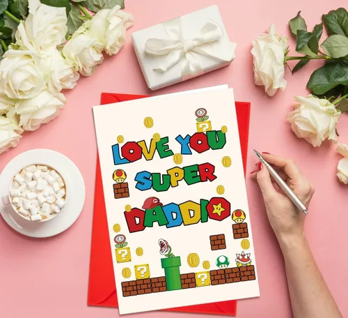 Miniatura 6 de Divertida tarjeta del día del padre con sobre, tarjeta de Super Daddio para papá, papá, abuelo, tarjeta de felicitación del día del padre de hijo