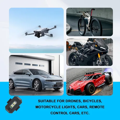 Miniatura 6 de 4 luces LED recargables de advertencia nocturna, luces estroboscópicas de 7 colores, luces anticolisión para dron, coche, motocicleta, barco