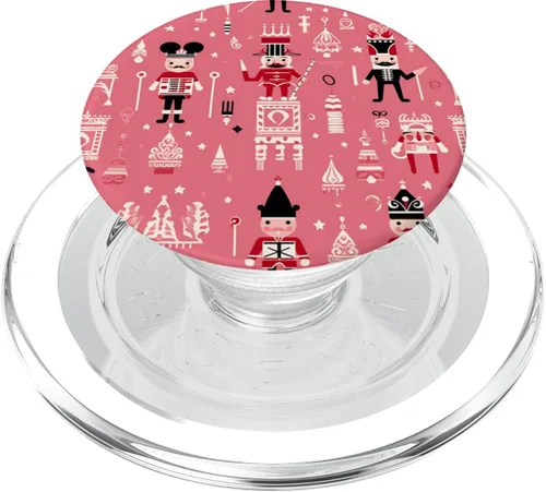 Miniatura 8 de PopSockets PopGrip estándar con temática navideña de cascanueces de Navidad rosa