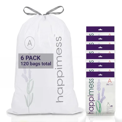 Miniatura 14 de happimess 8 Gallon (30L) Drawstring Trash Bags, Unscented, Clear, Heavy Duty LDPE Liners for Kitchen and Household, Custom Fit, 20 Count