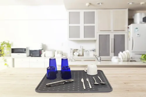 Miniatura 2 de Tapete de secado de platos de silicona XXL para encimera de cocina o debajo del fregadero, 24 x 18 pulgadas, extragrande, tapete impermeable