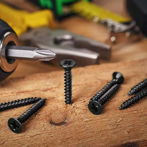 Miniatura 7 de Tornillo de madera de cabeza plana #8 x 5/8" con revestimiento de fosfato negro, 100 piezas, de autorroscado rápido, para paneles de yeso, de SG TZH