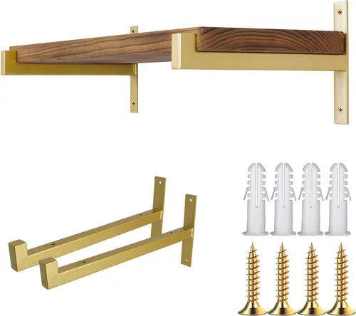 Miniatura 8 de OVOV 2 Piezas Soportes de Estante de Acero Resistente Montados en Pared Soportes de Estante de Metal Industrial Negro Mate 6 Pulgadas
