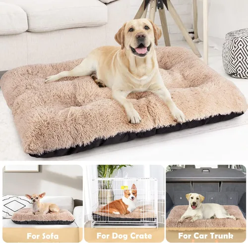 Miniatura 5 de JOEJOY Almohadilla grande para cama para perro, cama de lujo lavable para perros, almohadilla suave antideslizante para perros extragrandes, Beige