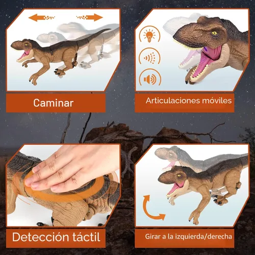 Miniatura 4 de IQKidz Juguetes de Dinosaurio con Control Remoto para Niños de 3 4-7 8-12 - Regalos de T-Rex Grande y Realista RC para Niños, Dino Interactivo