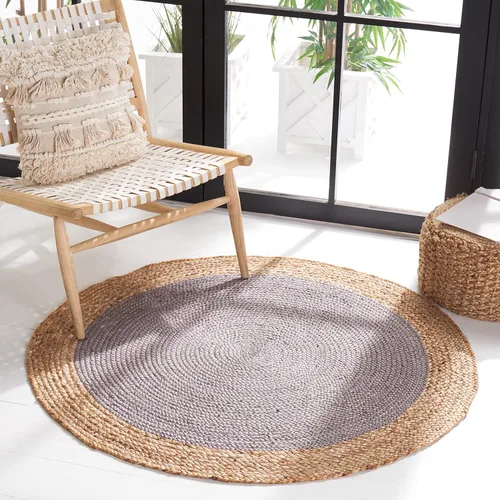 Miniatura 42 de SAFAVIEH Alfombra de Área Redonda de 10' - Colección de Fibra Natural - Verde y Marrón Natural, Yute Hecho a Mano, Diseño de Borde Trenzado (NF801G)