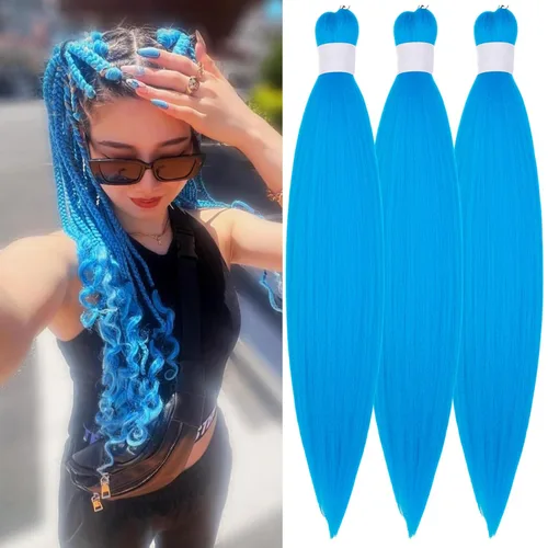 Miniatura 72 de Pelo corto negro trenzado preestirado de 14 pulgadas para trenzas sin nudos, pelo sintético 1B trenzado para trenzas Bob Box