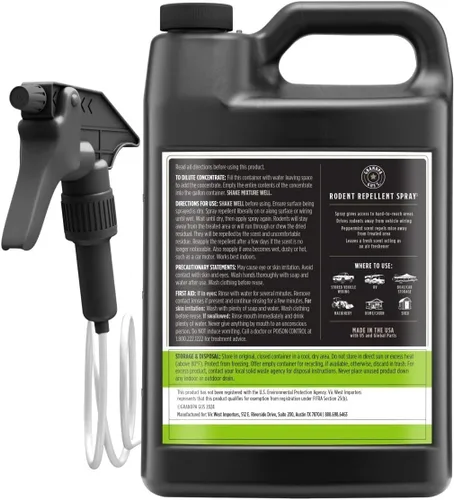 Miniatura 7 de Grandpa Gus's Repelente de roedores en aerosol con rociador, aceites naturales de menta y canela repelen ratones y detienen ratas, 1 galón