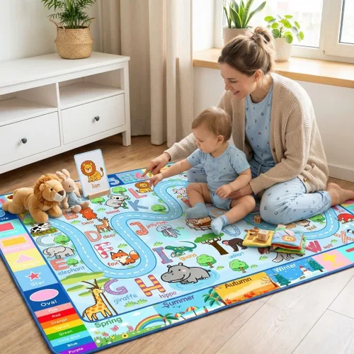 Miniatura 5 de Alfombra de mapa de carreteras, 2.5 x 4 pies, alfombras para niños, para sala de juegos, alfombra de automóvil, alfombra de guardería, alfombra