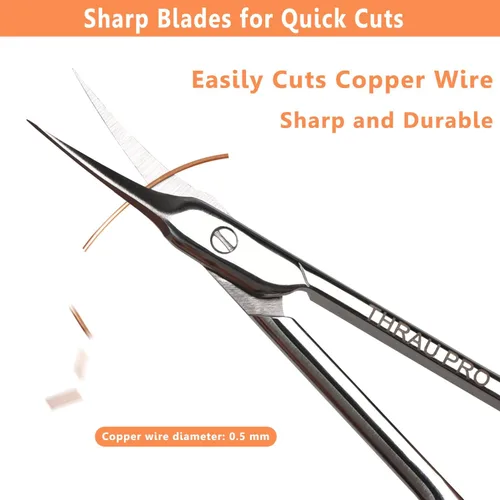 Miniatura 3 de THRAU Tijeras de cutícula extrafinas para mujeres y hombres, acero inoxidable profesional con punta puntiaguda precisa, cuchillas de aseo, manicura