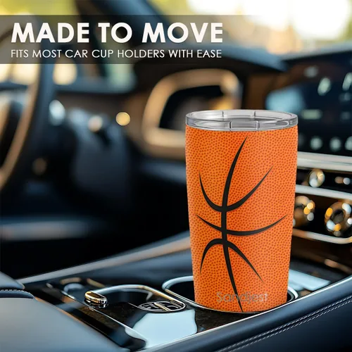 Miniatura 6 de SANDJEST Vaso de baloncesto con aislamiento de acero inoxidable de 20 onzas, taza de café de viaje, vasos deportivos, regalos para amantes