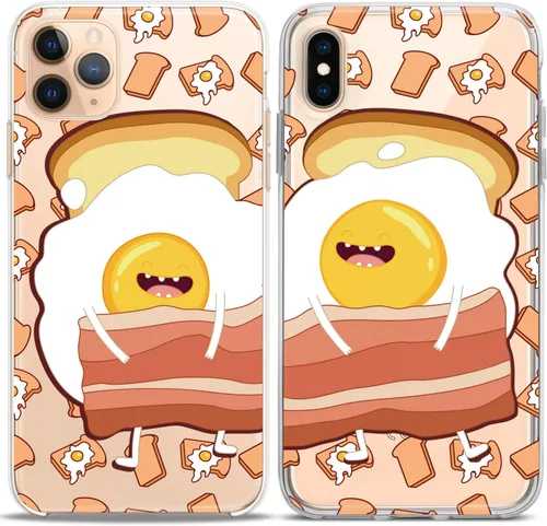 Miniatura 5 de Fundas a juego para parejas compatibles con iPhone 16 15 14 13 12 11 Pro Max Mini Xs X 6s 8 Plus 7+ Xr 10 SE 5 Huevos Regalo de tocino Regalo Mejor