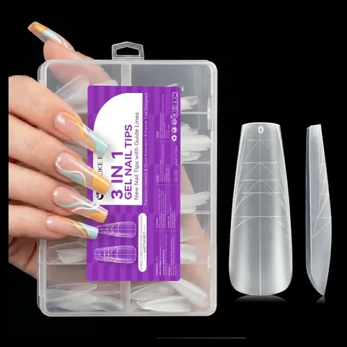 Miniatura 16 de Gelike EC Kit de 240 Puntas de Uñas de Gel Suave - Extensiones de Uñas Completas con Cobertura Transparente - Puntas de Uñas Postizas de Gel