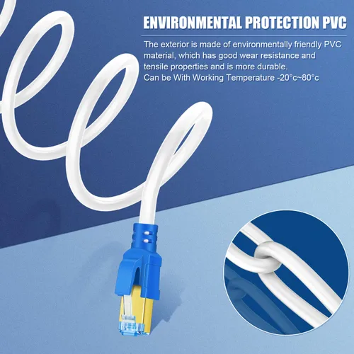 Miniatura 6 de Cable Ethernet Cat 8 de 30 pies, cable de red LAN de Internet blindado de alta velocidad, duradero, 30 pies de alta resistencia de 2000 MHz 40 Gbps