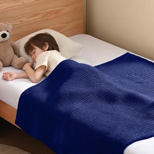 Miniatura 14 de Guohaoi Almohadilla de regazo con peso de punto (beige 20 x 30 pulgadas, 2 libras) sin cuentas, manta con peso refrescante para niños para siesta