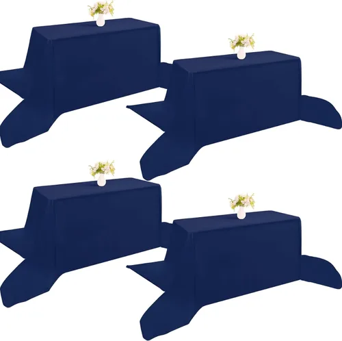Miniatura 45 de Paquete de 4 manteles rectangulares de poliéster lavables de 60 x 102 pulgadas, color blanco, para mesas de comedor, bodas, bufés, fiestas