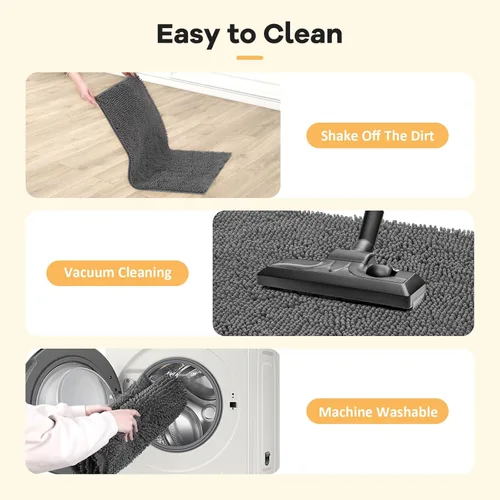 Miniatura 6 de Alfombra absorbente para perros para patas sucias, 120" x 36" alfombras de chenilla para interiores para la entrada, alfombra antideslizante lavable