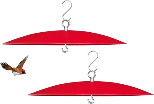 Miniatura 10 de Bafle de comedero de pájaros, protector para casas de pájaros, deflector colgante de metal de 13 pulgadas para exteriores, color negro Negro-1