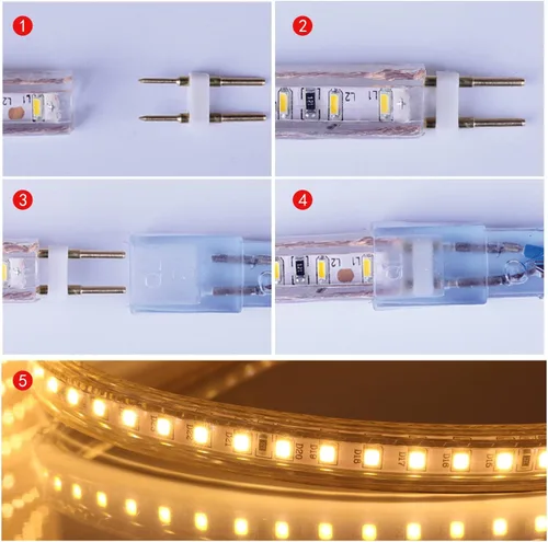 Miniatura 9 de Tira de luces LED tipo 5050-60 CA de 110-120 V, flexible, impermeable, regulable, multimodos de luz LED + control remoto de 23 teclas para 2-Blanco