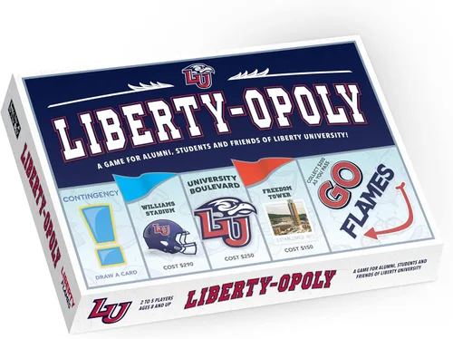 Late for The Sky Liberty-Opoly - Juego de mesa familiar Liberty University, estilo Opoly, edades 8+, 2-6 jugadores, ex alumnos y regalo para